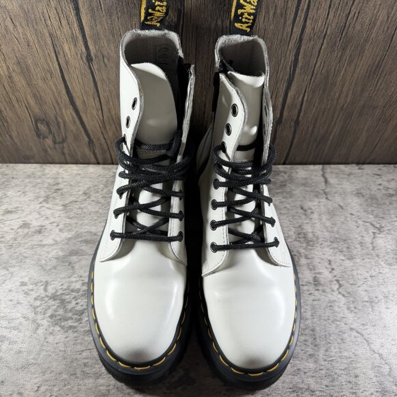Dr Martens Jadon Platform White Leather Combat Boots Side Zip Womens Size 7 Doc - Picture 7 of 9
